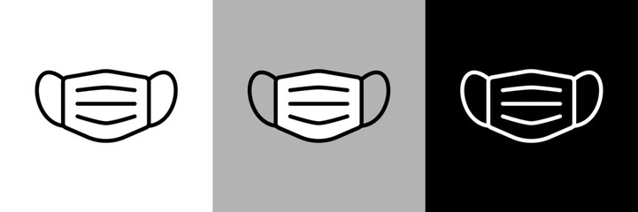 シンプルな線画のマスクのベクターアイコン。 © あるぱかこ