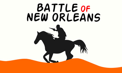 Battle of New Orleans. silhouettes of soldiers riding horses, on a white background.