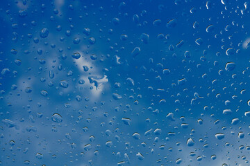water drops on blue