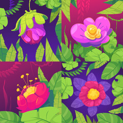 Vibrant Jungle Flower Illustration