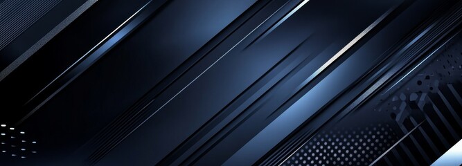 Geometric cyber tech metaverse digital web 3 horizontal dark banner design template blank with room for text. Black and white sci fi cyberpunk shapes interface.