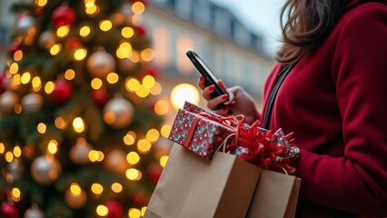 Christmas Online Shopping: Gifts and Smartphone