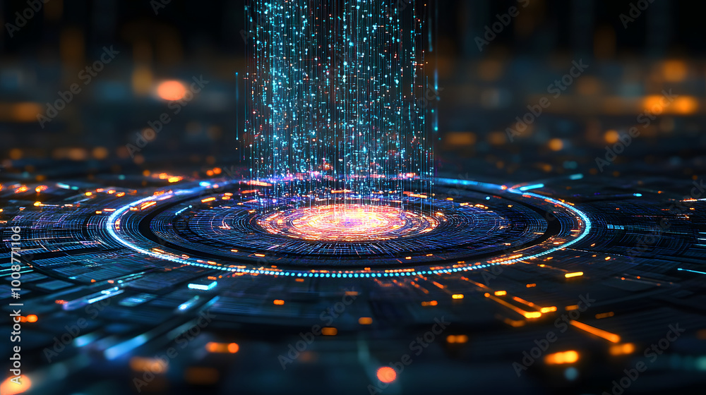 Poster big data. business and digital technologies. data flow in a secure system. wireless systems, globali
