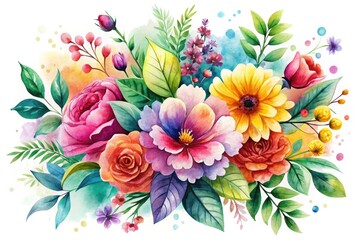 Vibrant Watercolor Floral Vector Design for Invitations, Backgrounds, and Creative Projects
