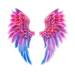 Fototapeta premium Radiant Angel Wings on White Background