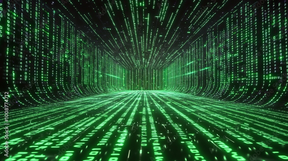 Poster digital matrix particles grid abstract cyber space environment background