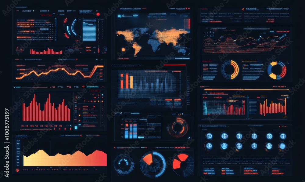 Sticker Theme: Futuristic Interface HUD Design, Infographics, Technology and Science