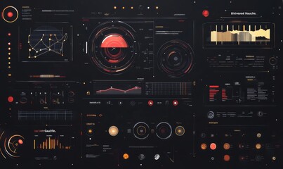 Fototapeta premium UX design for futuristic interfaces, HUDs, and infographics. Abstract template elements. Virtual Graphic Design.