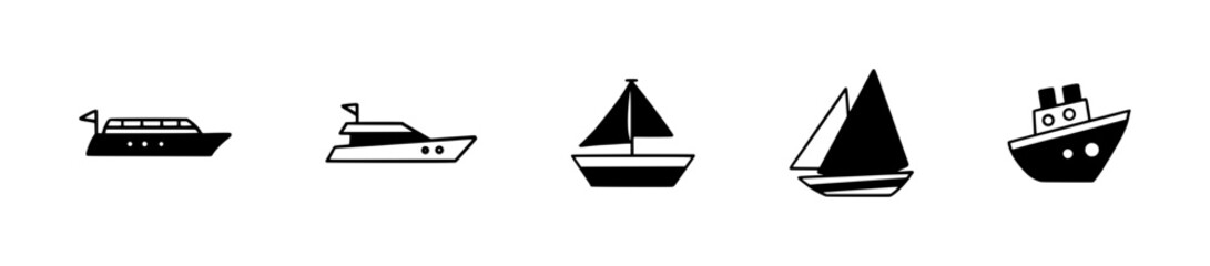 Sailboat Doodle Icon Set: Perfect for Travel, Exploration, and Maritime Adventures
