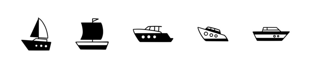 Sailboat Doodle Icon Set: Perfect for Travel, Exploration, and Maritime Adventures