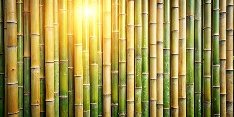 A vibrant tapestry of bamboo stalks bathed in warm sunlight, creating a natural and serene backdrop