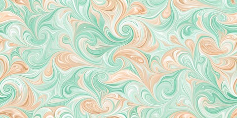 Abstract Swirling Pattern in Soft Mint and Peach Tones