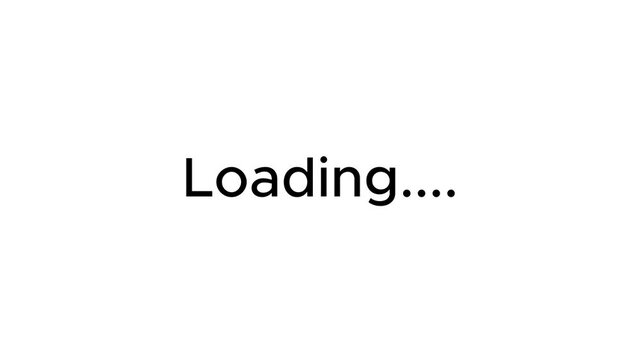 black LOADING text animation in typewriter style on white background	
