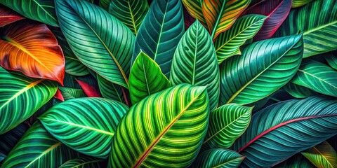 Vibrant Watercolor Tropical Leaves in Lush Green Hues for Nature-Inspired Design Projects