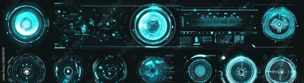 Wall mural a collection of futuristic hud elements, ui / ux elements for the hud user interface. circles, callo