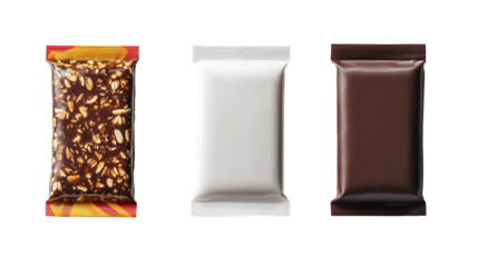 Overhead flat lay view of energy protein bar or chocolate bar snack packaging template design