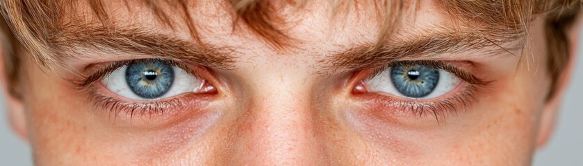 Close-up portrait of a young person showcasing striking blue eyes, capturing natural beauty and intense gaze, perfect for various creative projects.