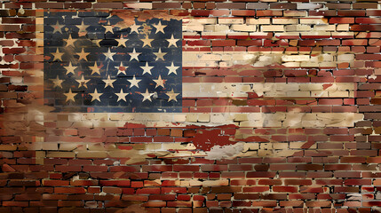 American betsy ross flag on a brick wall vector image