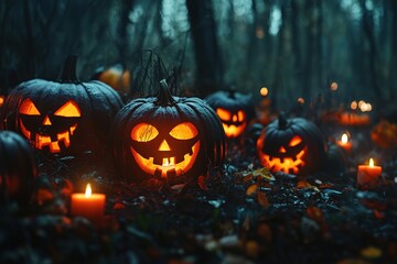 vector illustration on a Halloween theme with pumpkin
