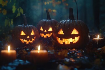 vector illustration on a Halloween theme with pumpkin
