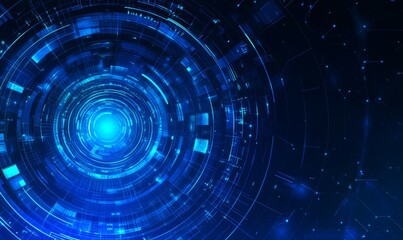 HUD user interface of an abstract futuristic round glowing technology sci fi background.