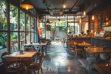 Fototapeta premium Interior of a modern empty cafe