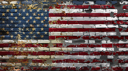 American betsy ross flag on a brick wall vector image
