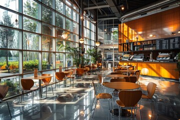 Fototapeta premium Interior of a modern empty cafe