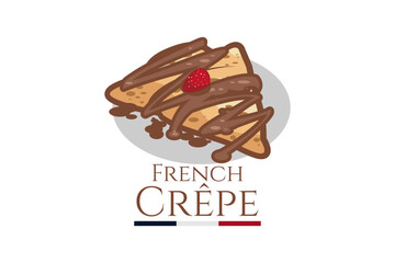French Crepe or crêpes logo vector illustration. vector logo for crepe vendor, food stall, and food stand.