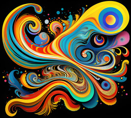 Bright waves illustration art colorful new style 2024.generative ai