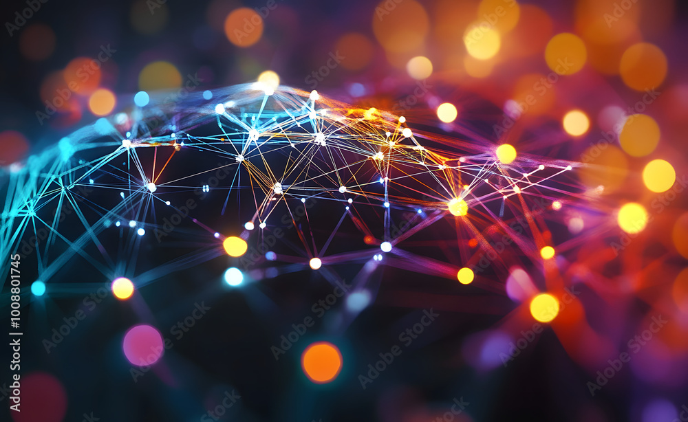Poster artificial neural network. big data concept. artificial intelligence in the technology of the future