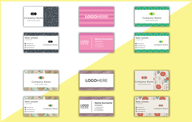  Print abstract color business card and template.