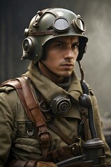 Portrait of a focused and serious army soldier combat ready generative AI