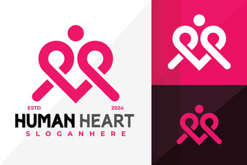 Human Heart Logo Icon Vector Design. Creative simple logos designs illustration