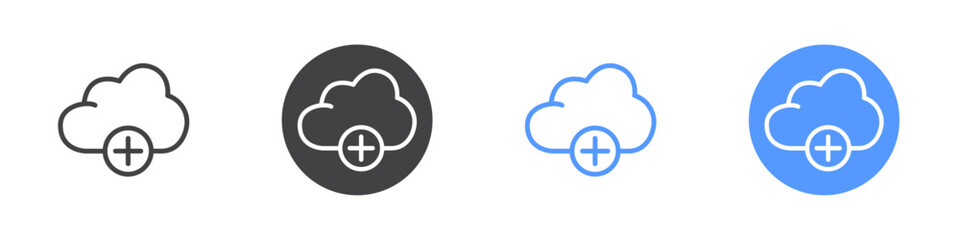 Add to cloud icon Thin outline art symbol