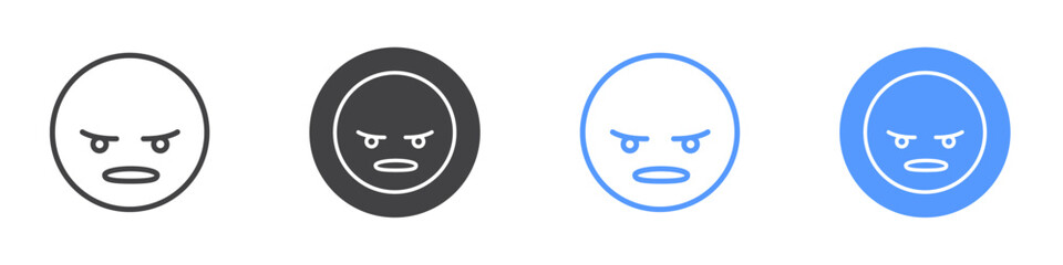 Angry icon Thin outline art symbol