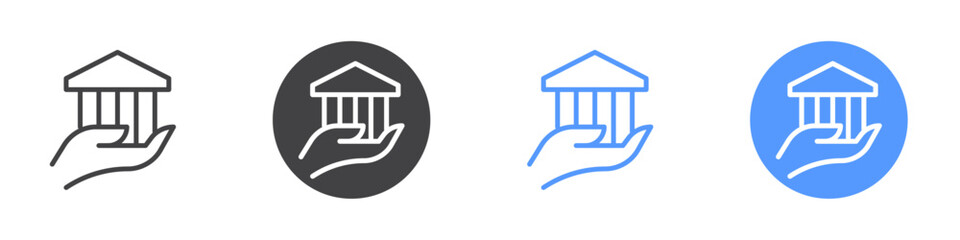 Bank finance icon Thin outline art symbol