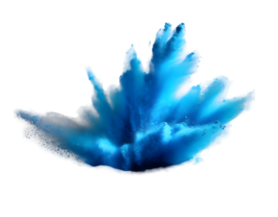 Small size blue Sand flying explosion, Ocean sands grain wave explode. Generative AI.