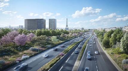 Fototapeta premium vitesse sur le périphérique parisien qui passe à 50 kilomètres par heure