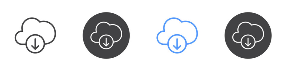 Cloud download icon Thin outline art symbol