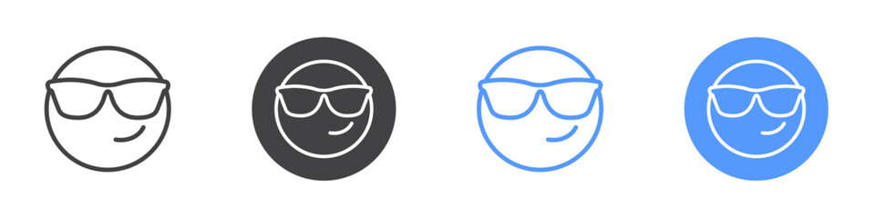 Cool emoji icon Thin outline art symbol