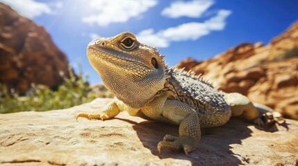 Obraz premium Exotic Spiky Reptile Basking in the Sunshine