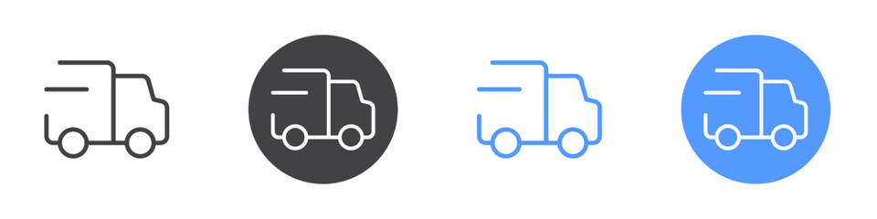 Delivery truck icon Thin outline art symbol