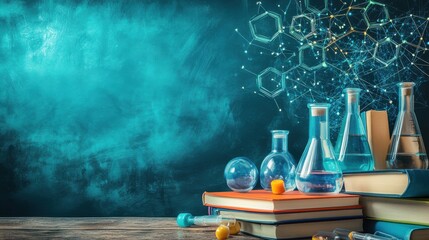 A dynamic background showcasing educational materials like books, a chalkboard, and scientific models, representing diverse fields of study.