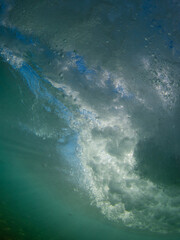 Underwater view below the breaking wave.