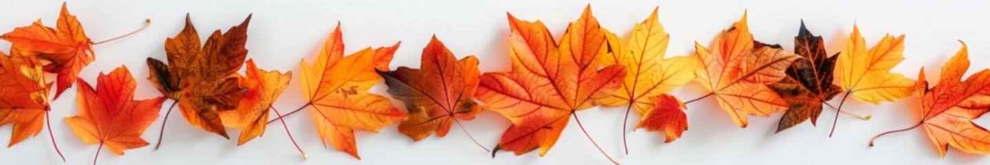 autumn leaves on white background.