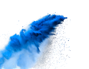 Small size blue Sand flying explosion, Ocean sands grain wave explode. Generative AI.