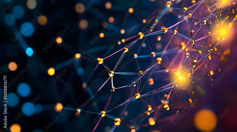Poster big data concept. digital neural network. introduction of artificial intelligence. cyberspace of fut