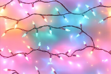 Colorful string lights on a pastel background. - Seamless Pattern 