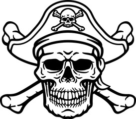 Pirate Hat Skull and Crossbones Cartoon